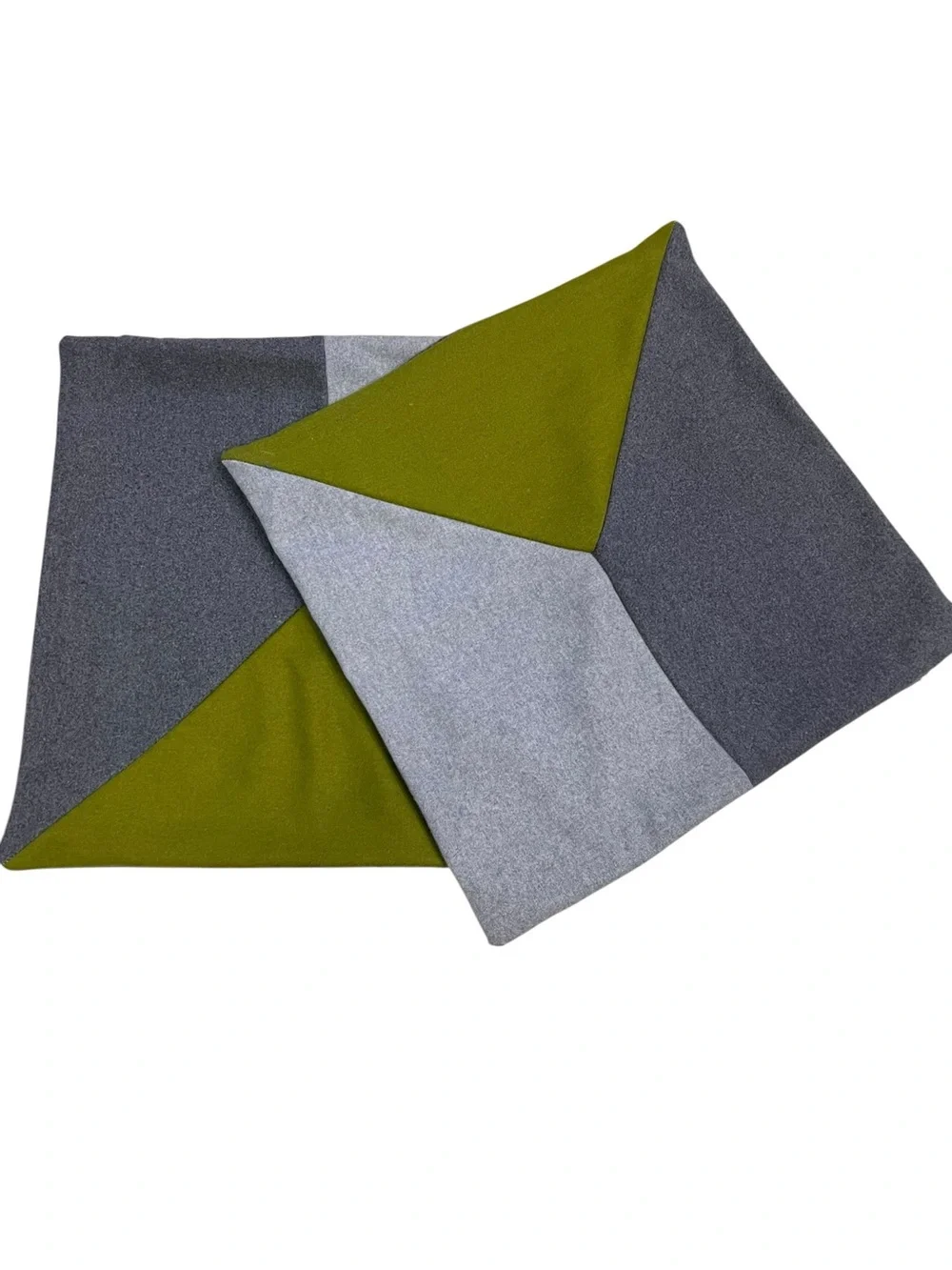 2 Surya Square Wool Blend Pillow Covers MCM Color Block Gray Green
